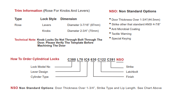 Cylindrical Lock Ordering Guide